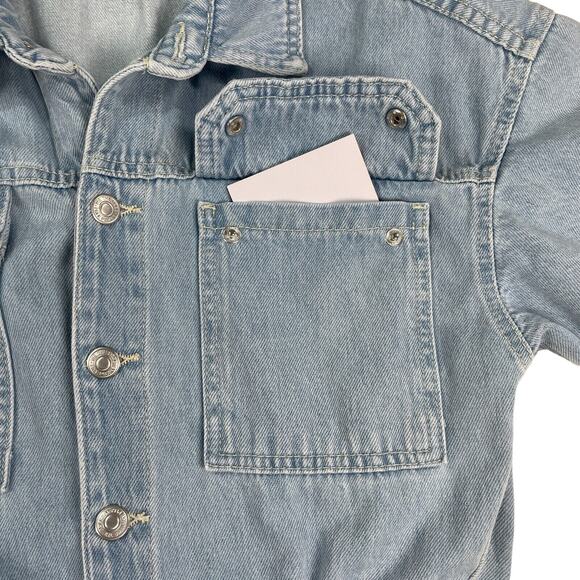 Free People We The Free Boho Light Denim Coverall Jumpsuit Defined Waist Women S - Picture 9 of 16